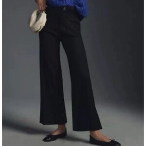 Maeve Anthropologie Size 30 The Colette Linen Blend Crop Wide-Leg Pants Black